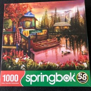 Springbok Lakeshore Serenity 1000 Piece Puzzle with Canoe and Cabin Scene